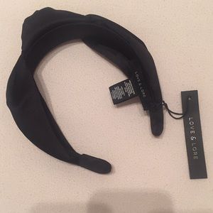 NWT Love & Lore Black Satin Knotted Headband